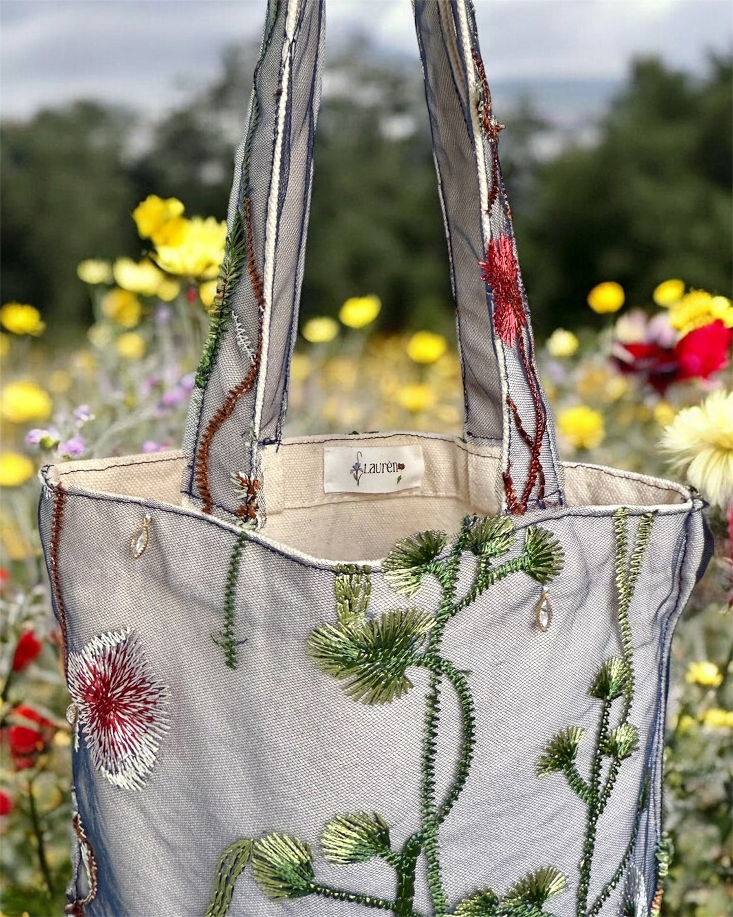 Champs de Fleurs Mini Tote in Navy