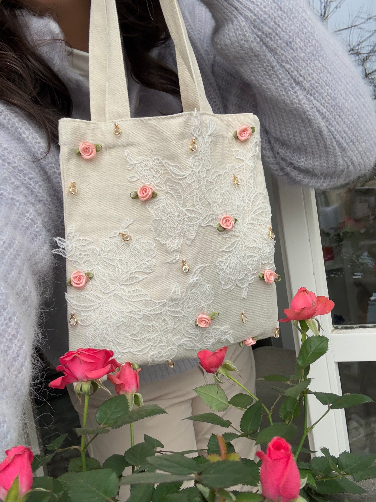 Winter Rose Mini Tote Bag